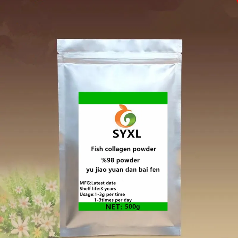 100g-1000g high quality Deep-sea fish collagen powder 98% /yu jiao yuan dan bai fen/Free Delivery - Цвет: 500g