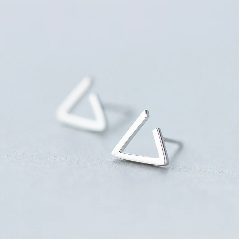 Mloveacc 100% 925 Sterling Silver Piccolo Triangolo Orecchini Con Perno Per Le Donne D'Argento Di Modo Orecchini Ragazze Regalo