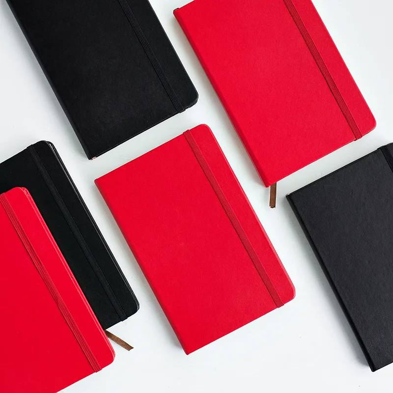 Hard Cover PU A5 Elastic Band With Pocket Squared Plain Journal Notebooks Writing Pads