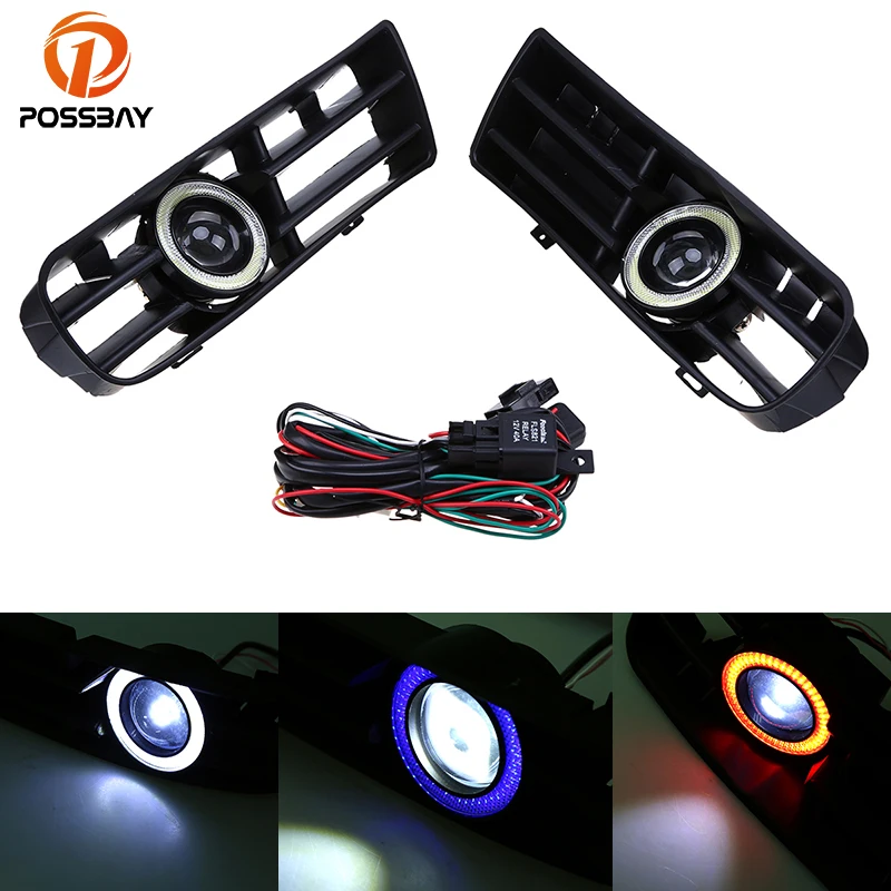 POSSBAY Fog Light Halo Angel Eyes Ring Red Blue White Light for VW Golf Variant 4Motion