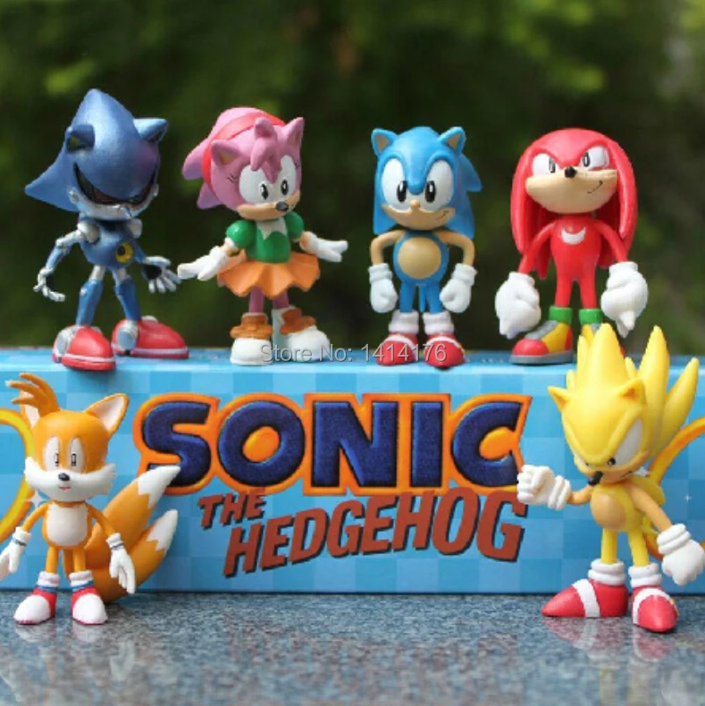 6 шт./партия японское аниме Соник Ежик Juguetes GSC Nendoroid с коробкой фигурка супер