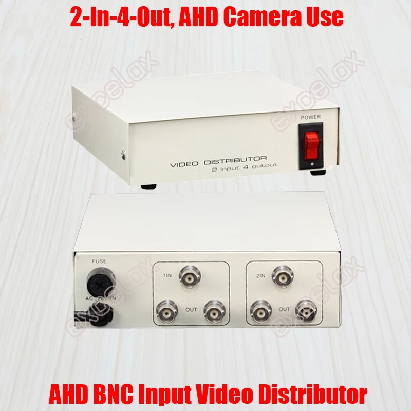 2 In 4 Out AHD TVI CVI CVBS BNC Video Splitter Distributor 2-4 Channel AC220V for Analog HD CCTV Security Camera System video splitter