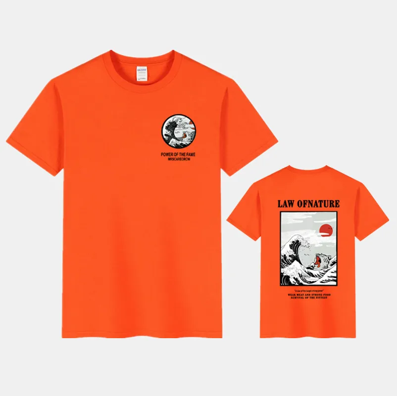 Летняя мужская и женская футболка INS, Корейская ретро свободная футболка с надписью «Wild Kodak» и коротким рукавом, футболка из хлопка, хип-хоп мужские топы - Цвет: 26 orange