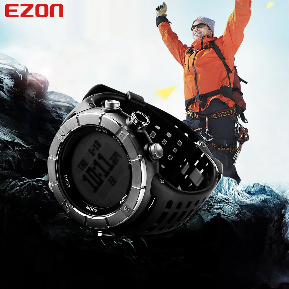 Новые мужские военные часы EZON H001 спортивные часы Цифровые многофункциональные спортивные наручные часы с компасом барометр альтиметр