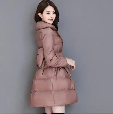 Зимняя женская милая куртка с большим бантом на спине, с высокой талией, пышная юбка-свинг, Стильная хлопковая куртка, хлопковая куртка, пальто, женская одежда - Цвет: Pink