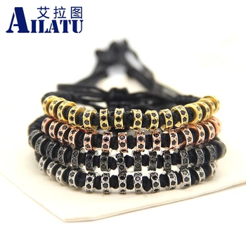 

Ailatu New Fashion Men & Girl Jewelry, Weaving Haute Wheel Fastness Cubic Zirconia Braided Macrame Bracelets