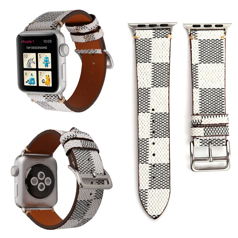 PU Leather Strap For iWatch Series 1 2 3 Band 42mm 38mm Fashion Grid