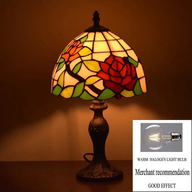  Tiffany Style Lamps Floral Night Light 8 inches Small Stained Glass Desk Table Lamp Lighting 15 Inc