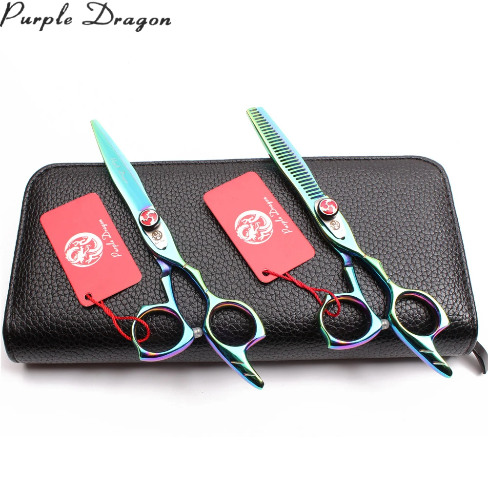 Z9017 5.5In. Красочные 440C фиолетовый дракон парикмахерские ножницы Thinning ножницы, салон Парикмахерские ножницы Makas