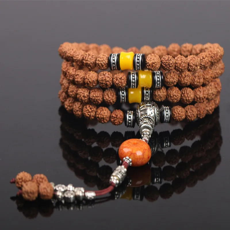 

Sennier 108 Exquisite Bead Bracelets DIY Handmade Natural Rudraksha Buddha Beads Bracelet Necklace woman Jewelry