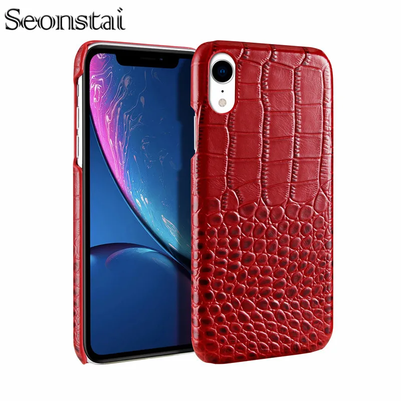 

Luxury Crocodile Snake Pattern Phone Case For iPhone XS Max XR X Retro Texture Genuine Leather Back Cover For iPhone 7 8 Plus