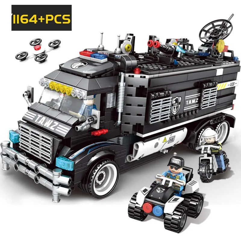 

City police military series Special police mobile command base SWAT WW2 soldier figures Building Blocks For birthday gifts toys