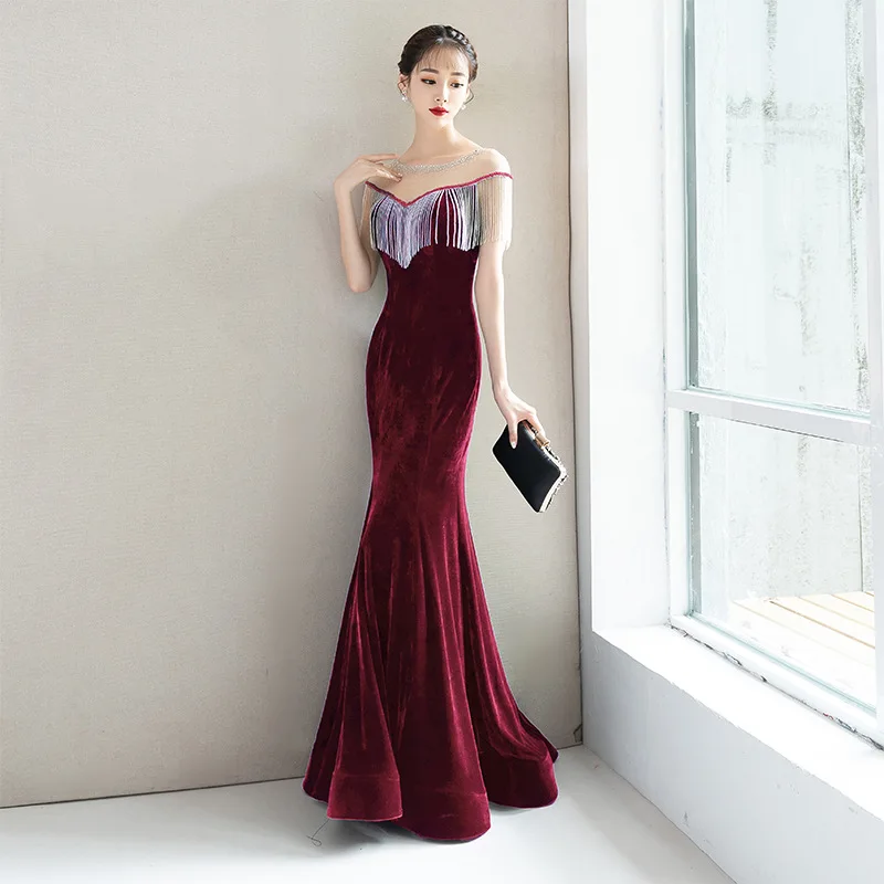 Style 1 Стильное тонкое сексуальное Сетчатое платье русалки с кисточками вечернее платье в китайском стиле вечернее платье улучшенное size aovestidos Размер s-xxxl - Цвет: Style 1