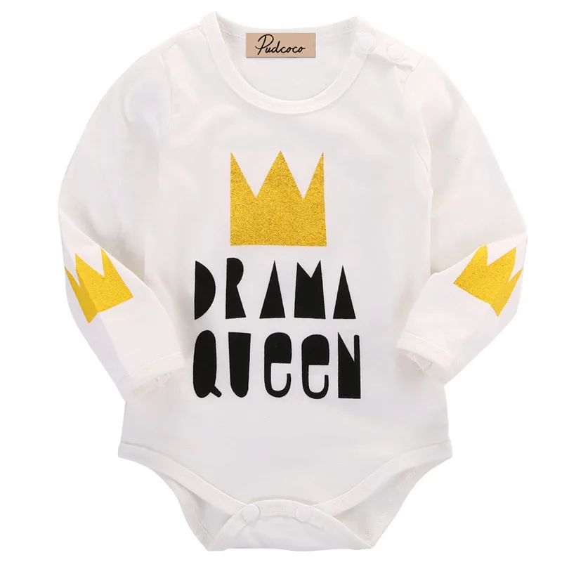 

Pudcoco Cute Newborn Baby Boy Girl Crown Cotton Long SLeeve Bodysuit Jumpsuit Outfits Costume 0-18M