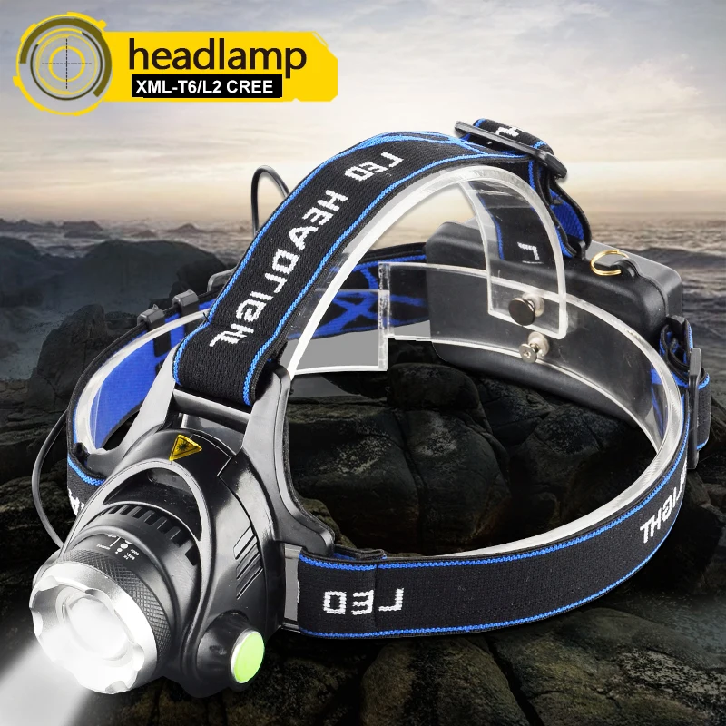 

RU 8000LM XML-L2 XM-L T6 Led Headlamp Zoomable Headlight Waterproof Head Torch flashlight Head lamp Fishing Hunting Light