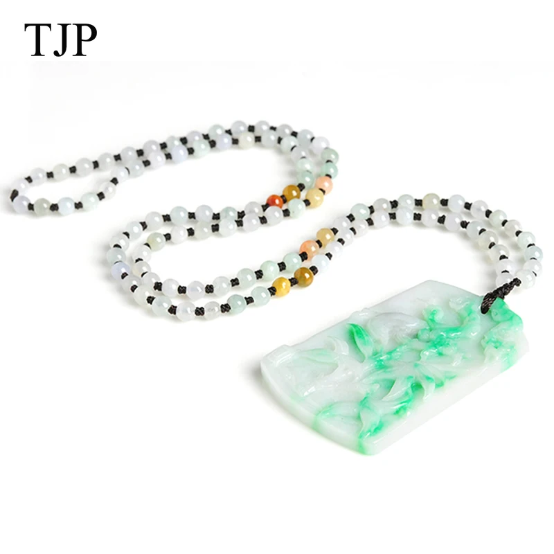 

TJP Emerald Beautiful stone Jade Beaming Jewelry accessories Authentic pendant necklace WH1678 Free shipping