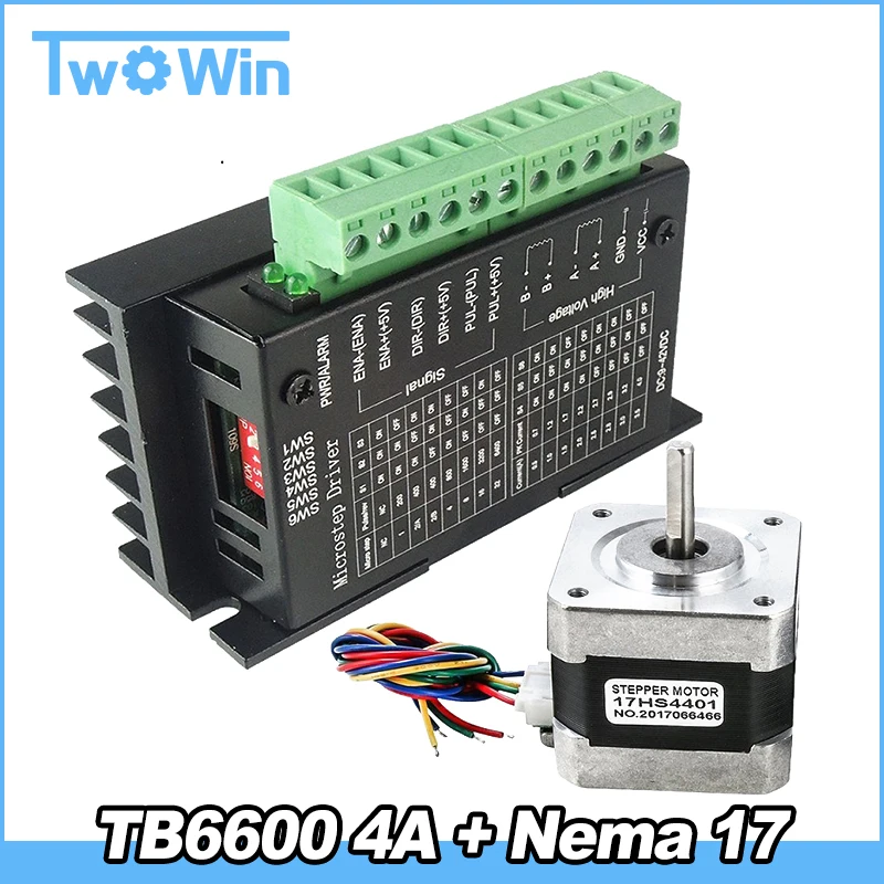 

17HS4401 Nema 17 Stepper Motor 42 motor with TB6600 4A 9-42V stepper motor driver NEMA17 CNC Laser and 3D printer