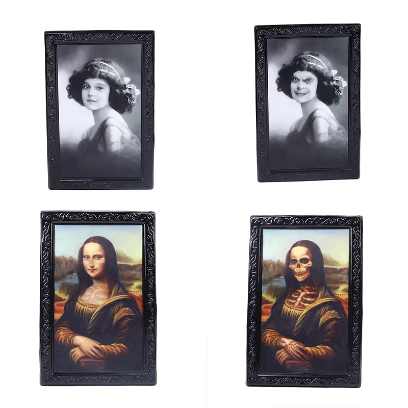 

1Pc 38*25cm 6 Style Variable 3D Ghost Picture Black Frame Halloween Party Decorating Gothic Celebration Party Item Horror Craft