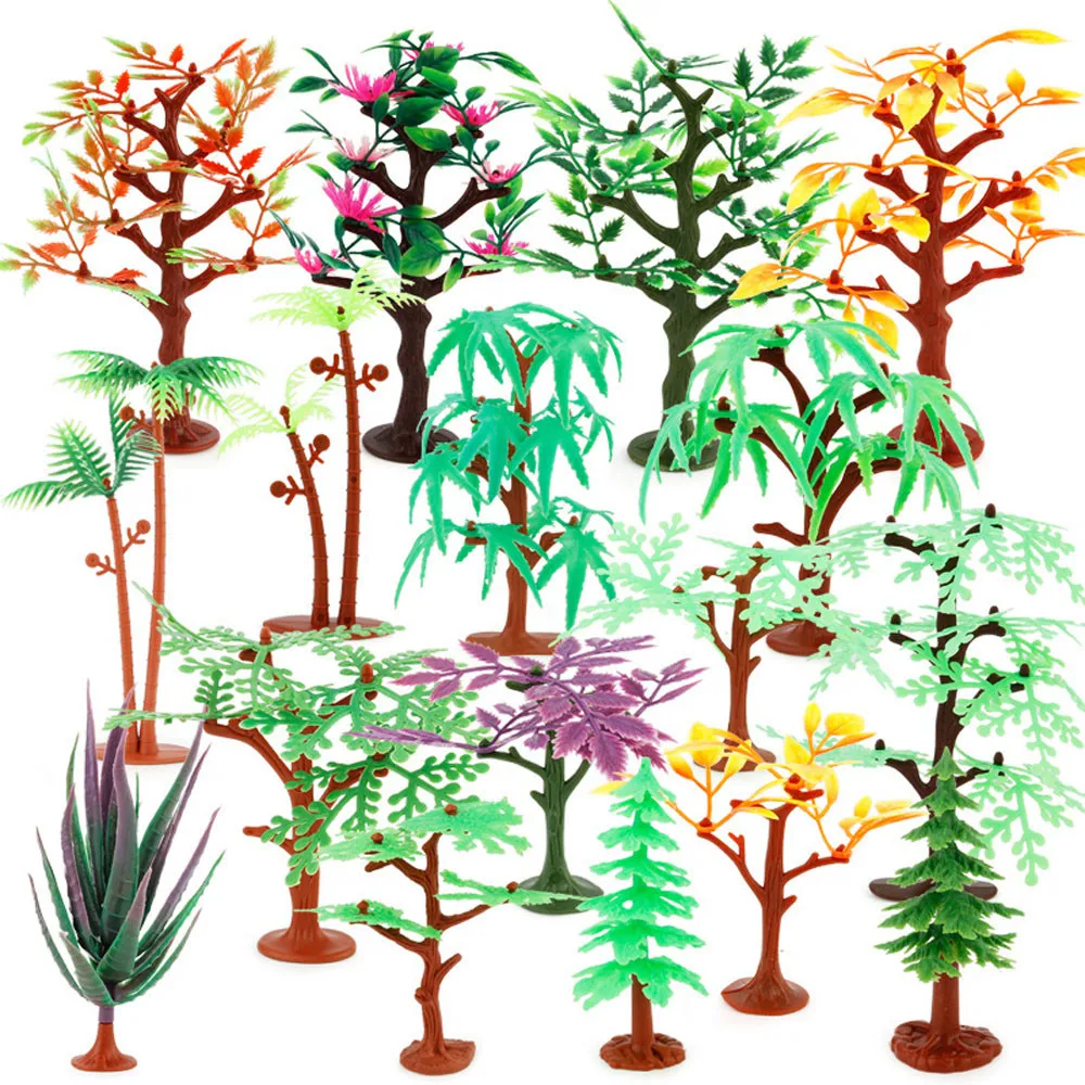 

1pc Model Tree Train Set Plastic Trunks Scenery Landscape Toys Gifts Collection lot Figure Oyuncak Desktop Decoration