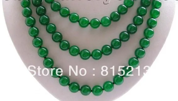 

ddh009 62" Longest Natural 10mm Round Green Jade Necklace!