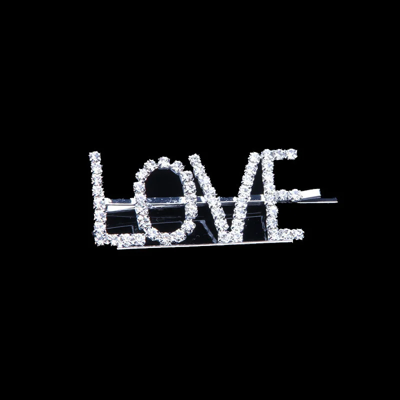 LOVE 1 шт. GLAM/DRIPPIN/X Кристальные блестящие стразы заколки для волос буквы заколки для волос заколки аксессуары для укладки волос для женщин и девушек - Цвет: LOVE