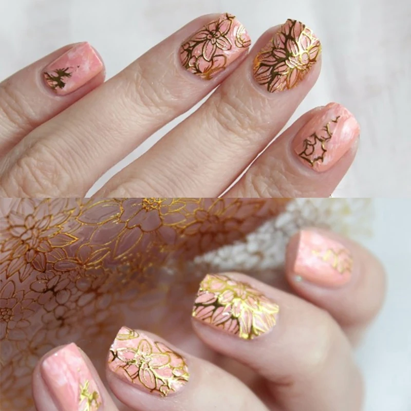 

1 Sheet Beauty Embossed 3D Nail Stickers Blooming Flower Art Stickers Decals