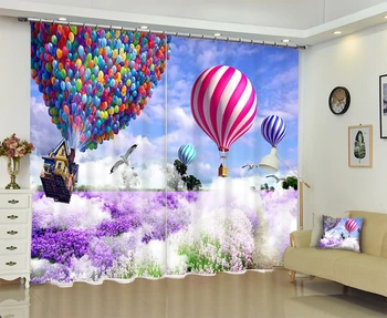 

Purple lavender hot air balloon Luxury 3D Blackout Window Curtain Drapes For Living room Bed room Hotel Wall Tapestry Cortinas