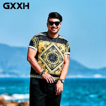 

2019 large size Short-sleeved cotton T-shirt spring summer Half-sleeved Round neck casual loose T-shirt Size XXL-6XL 7XL