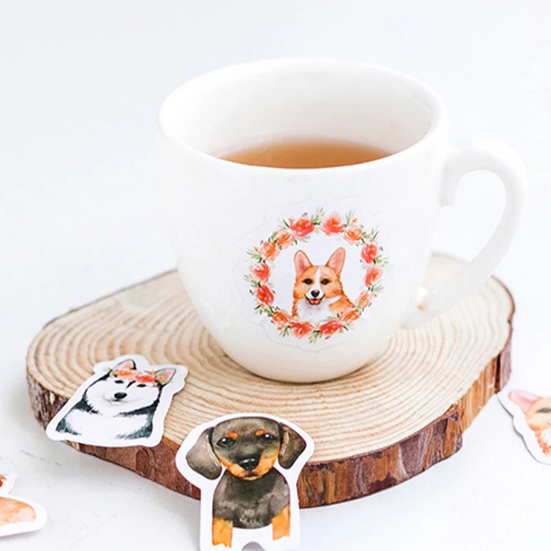 46 шт./кор. Kawaii Wang Dog наклейки для домашних животных клеящиеся сделай сам украшения