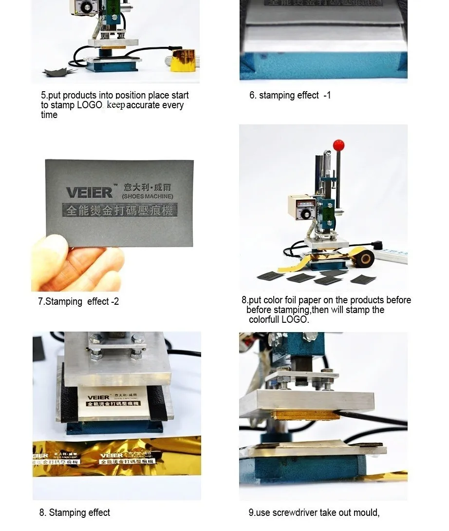 ZONESUN 10x13 см ручная бумага пвх кожа логотип Горячая фольга оборудование для бронзирования тиснения машина тепловой пресс Дырокол пресс
