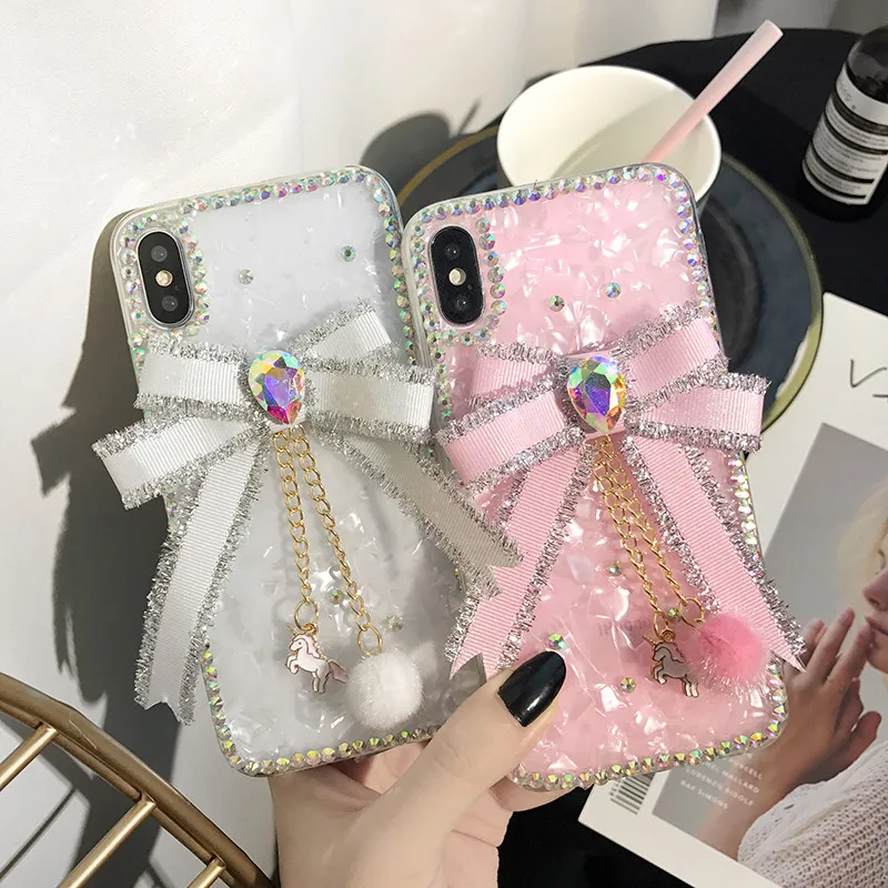 Модный чехол со стразами и лентой с бантом для Samsung S10 S10Plus S10E S9 S8 Plus S7 Note 8 9 10 + J7