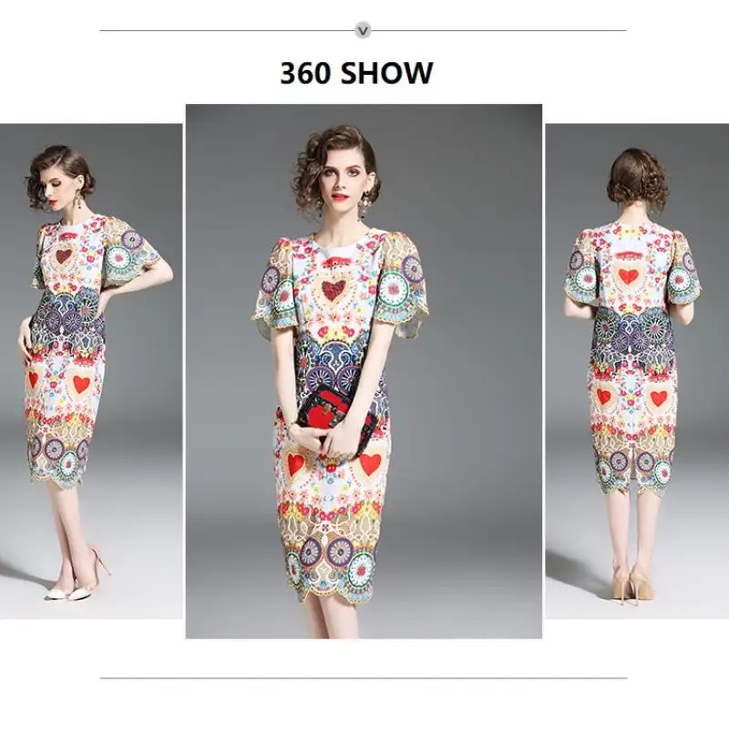 2018 Summer Runway Designer Women Luxury Crystal Diamonds Floral Print Retro Long Dress Vintage Bodycon Pencil Party Dresses