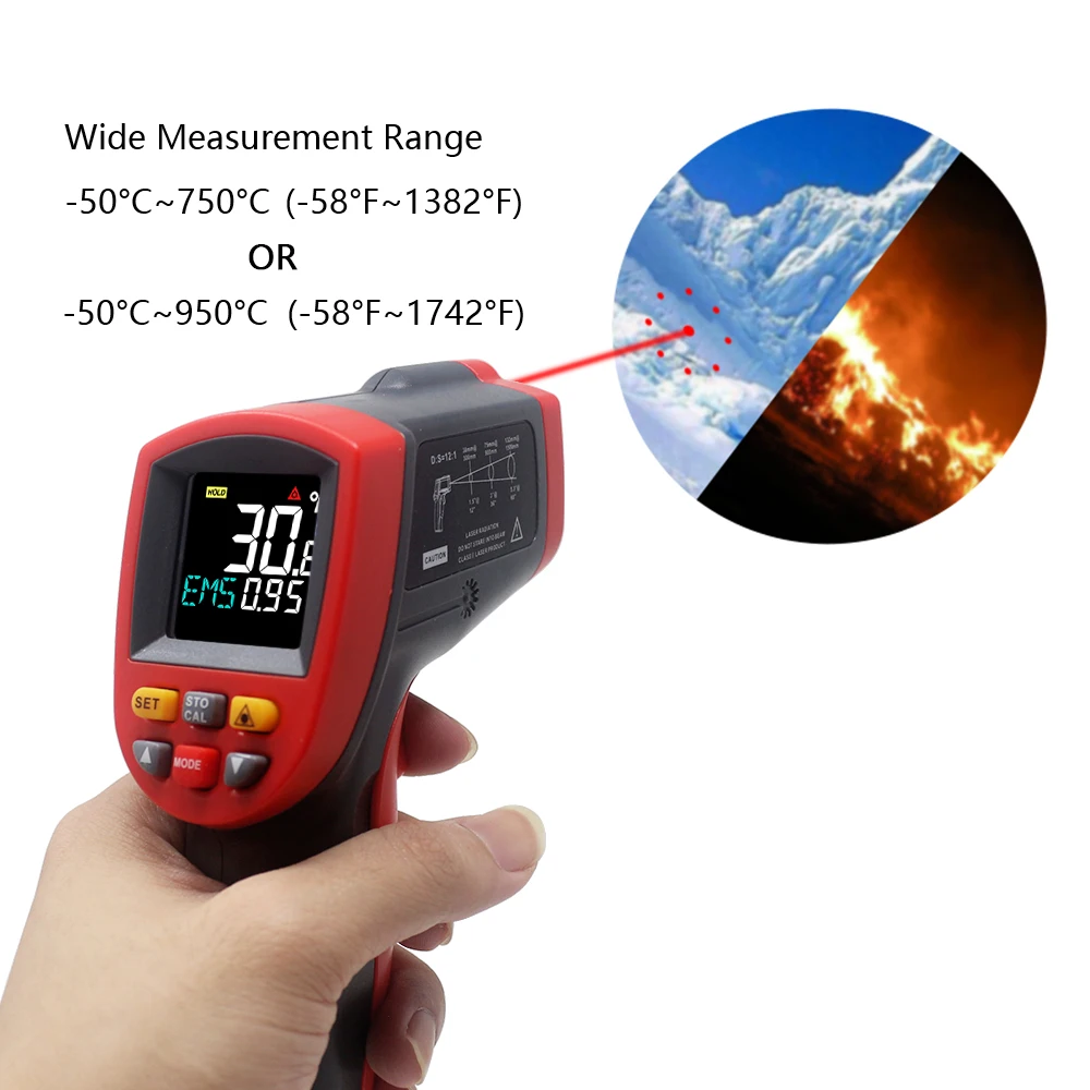 

Infrared Thermometer GT750 GT950 Digital Red Laser Temperature Meter Detector Electronic Non-Contact Surface IR Pyrometer LCD