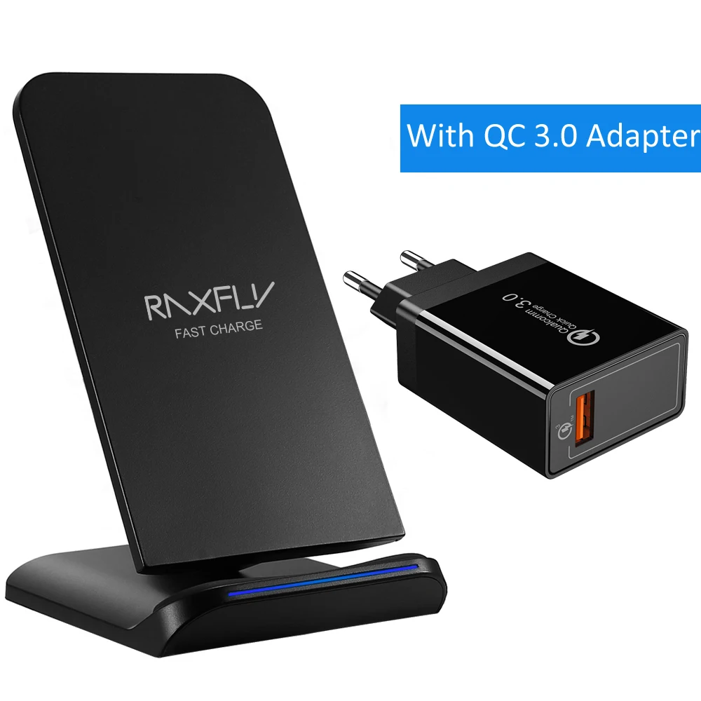 Smart LED Indicate Fast Charging Adapter For Samsung S6 S7 Edge Qi 10W Wireless Charger With QC3.0 Charger Head For LG Nexus 7 6