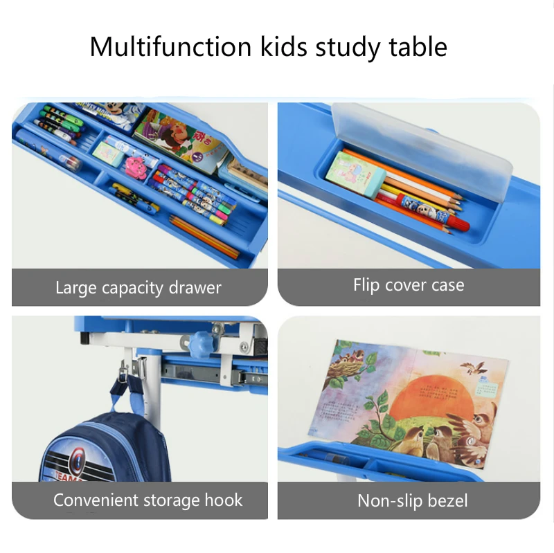 Household Kids Study Table and Chair Set Lifted Writing Desk Multifunction Multi-angle Adjustment Table Correct Sitting Posture Household Kids Study Table and Chair Set Lifted Writing Desk Multifunction Multi-angle Adjustment Table Correct Sitting Posture