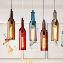Americano retro industrial cor garrafa de vinho arte lustre personalidade criativa bar bar restaurante café lâmpadas LED lâmpadas de iluminação