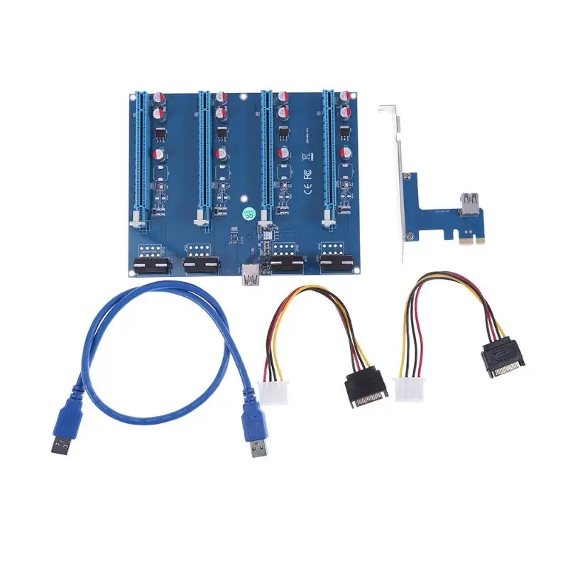 PCI E Turn PCIe Riser Cards 1 To 4 PCI E 1X Expansion Cards 4 Port