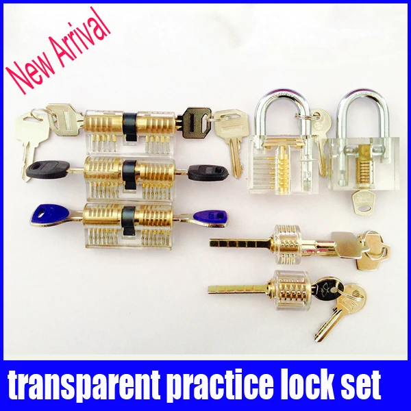 

New arrival 7 pcs transparent cutaways practice lock factory sale high quality made in CHina