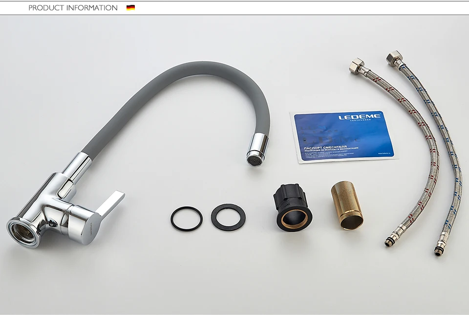 LEDEME Brass Kitchen Faucets Hot And Cold and Water Faucets Chrome Basin Sink Square Tap Mixers Kitchen Faucet L4898