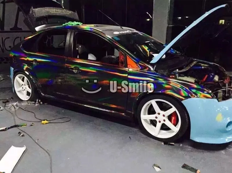 Rainbow-Chrome-Black-Holographic-Vinyl-Wrap (16)