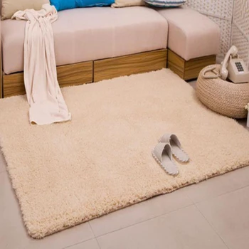 

New Fashion Beige Fluffy Rugs Anti-Skid Shaggy Area Living room Home Bedroom Carpet Thick coral velvet Floor Mat LOSICOE-S10