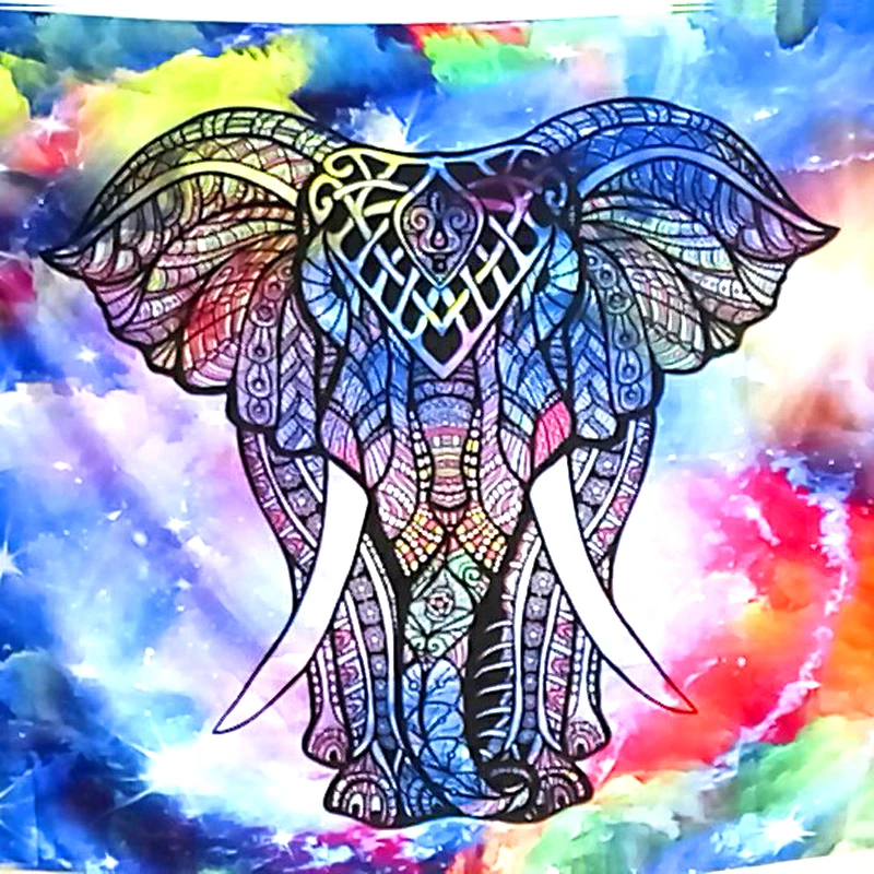 Животный декор со слоном психоделический гобелен настенный Индийский Мандала гобелен хиппи чакра гобелены Бохо настенная ткань