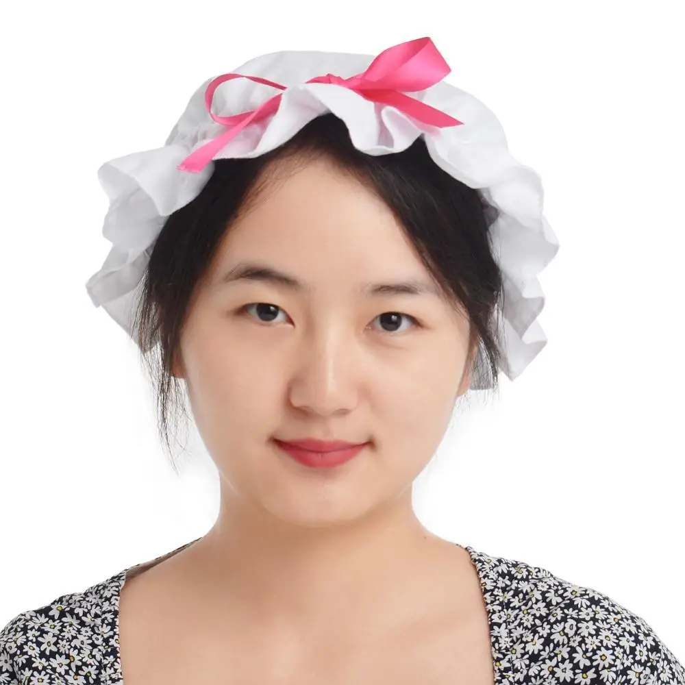 White Bonnet Hat Headdress Women Maid Cosplay Accessory Vintage Maid MOP Headpiece cosplay hats