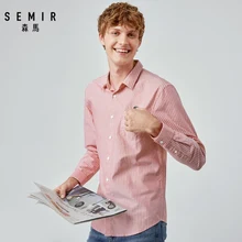 SEMIR, осенняя мужская рубашка, новинка, тонкая, в Вертикальную Полоску, Повседневная рубашка, мужская, шикарная, дюймовый, с длинным рукавом, хлопковая, в полоску, рубашка, для мужчин