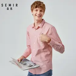 SEMIR 2019 осень новая ТОНКАЯ вертикальная полосатая Повседневная рубашка мужская шикарная дюймовая Хлопковая полосатая рубашка с длинными