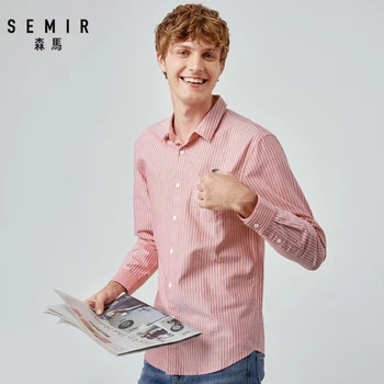 

SEMIR 2019 autumn shirt men new thin vertical stripes casual shirt men chic inch long sleeve cotton stripe shirt tide man