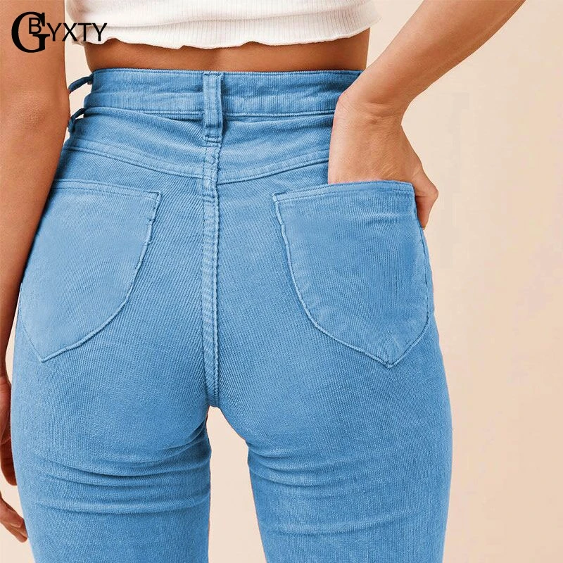 GBYXTY, винтажные вельветовые расклешенные брюки, женские уличные брюки с высокой талией, брюки-Капри, весна-осень, Pantalon Femme ZA1418