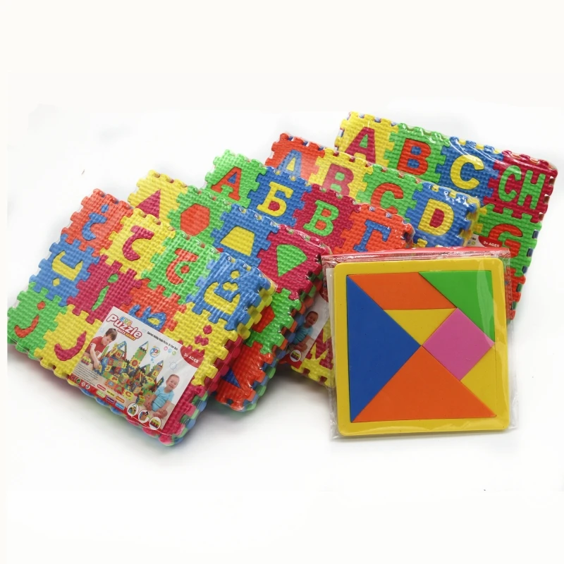 

5 languages Russian English Spanish Arabic geometry puzzle EVA Toys for Children Puzzle language learning educational