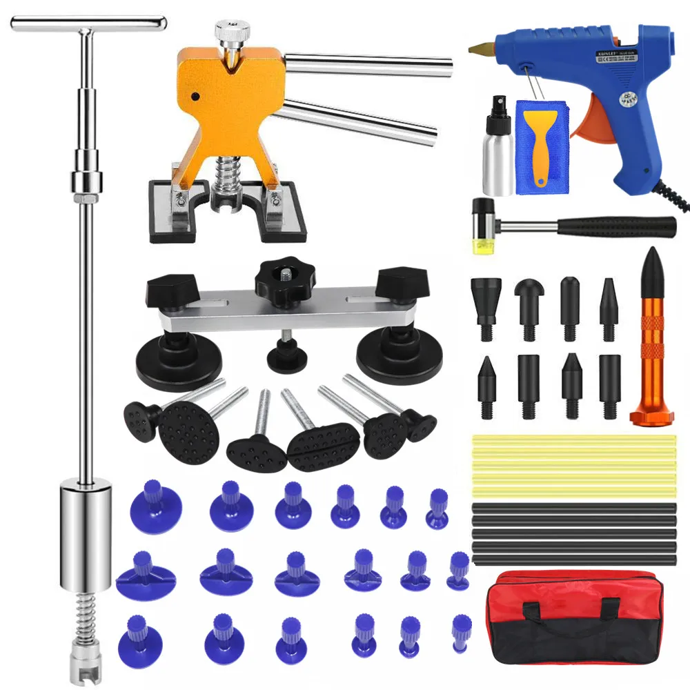 

Paintless Dent Repair Tools - Car Dent Removal Kit Golden Dent Lifter Bridge Puller Kit Safe Glue Sticks Door Ding Hail