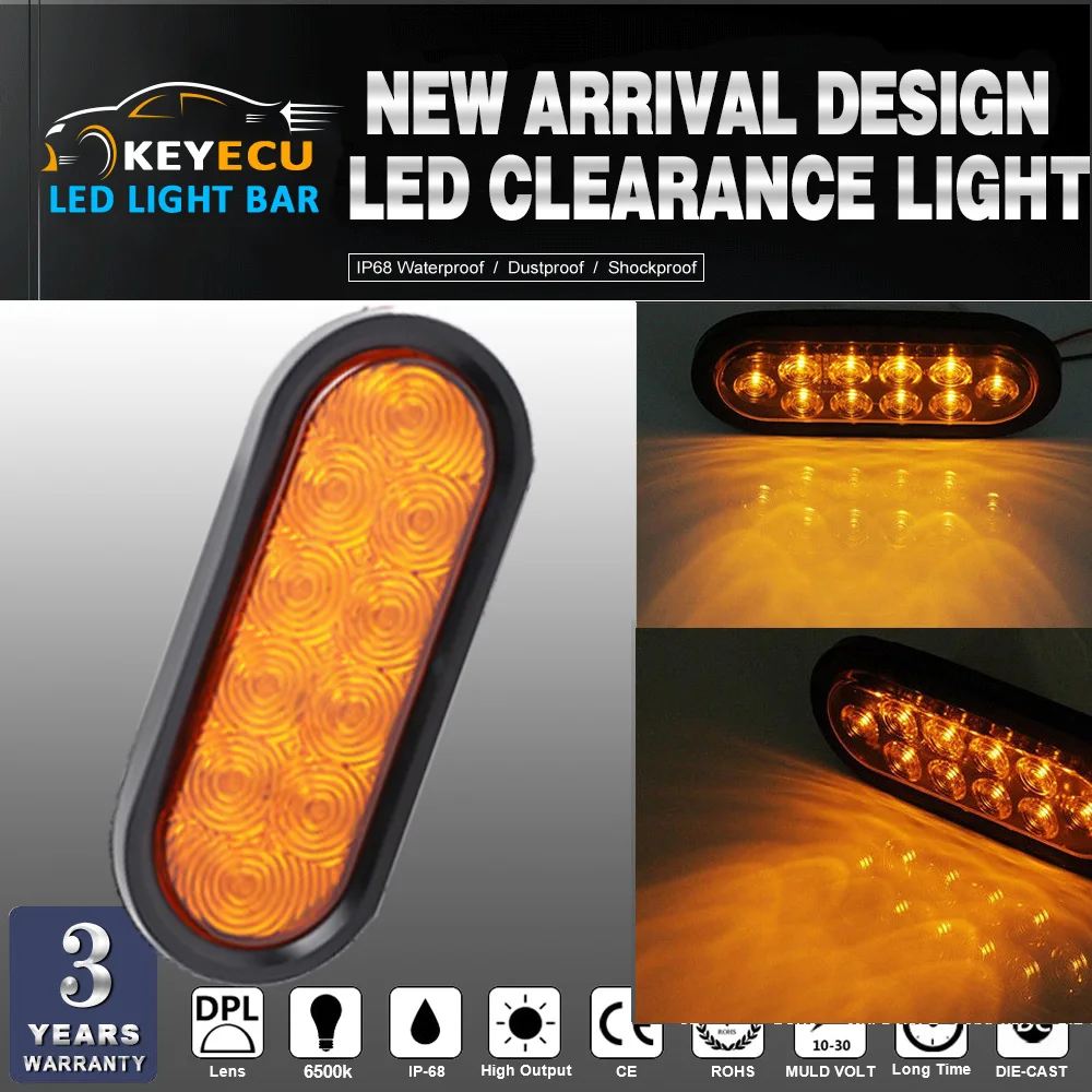 KEYECU 6'' LED Trailer Lights Oval Lights,Tow Towing Rear Stop Turn
